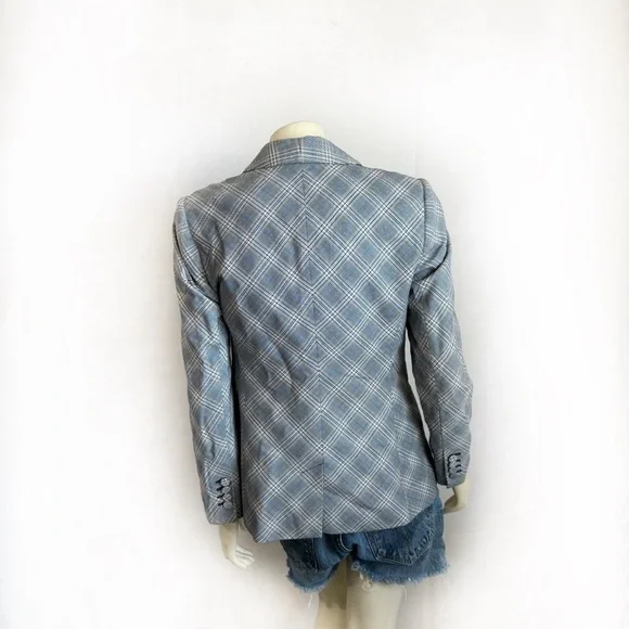 Rebecca Taylor windowpane plaid double breasted jacket blazer size 8 - Picture 7 of 10